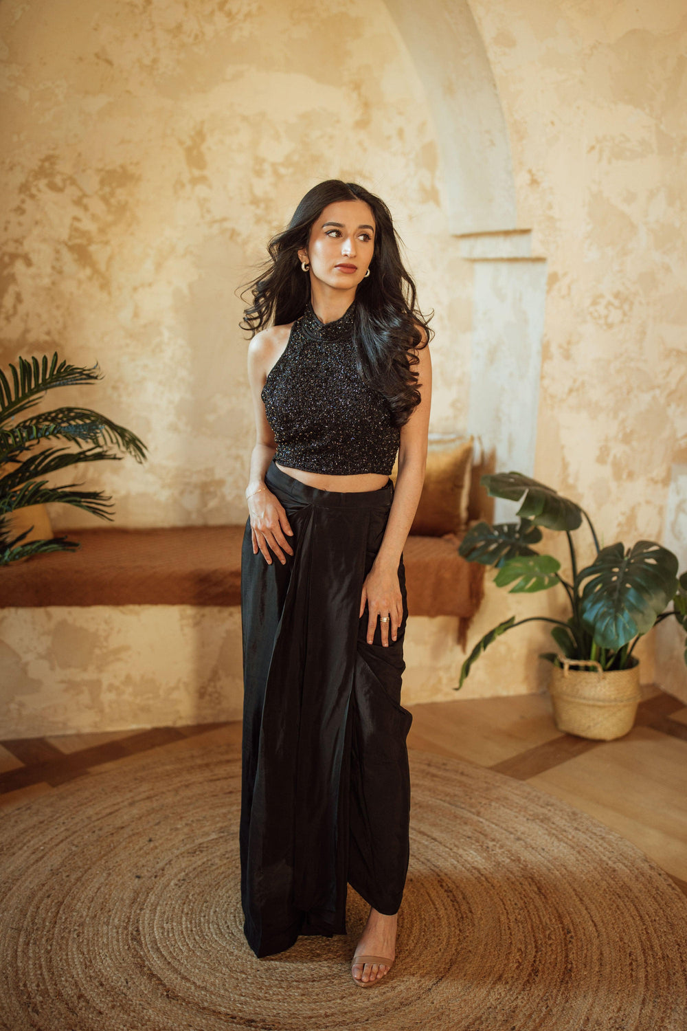 Black Drape Skirt With Heavy Embroidery Blouse sarees and lehengas RAAS