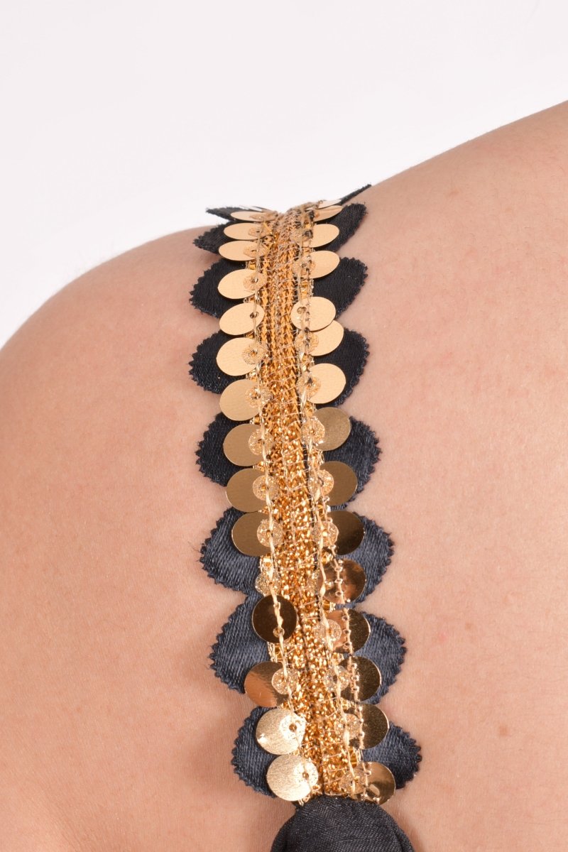 Black Floral Sequins Ruffle Saree-[ruffle_ready_to_wear_saree]-Raas