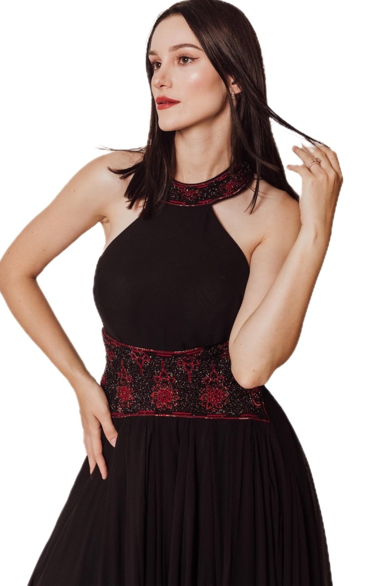 Black Gown with Halter Neck