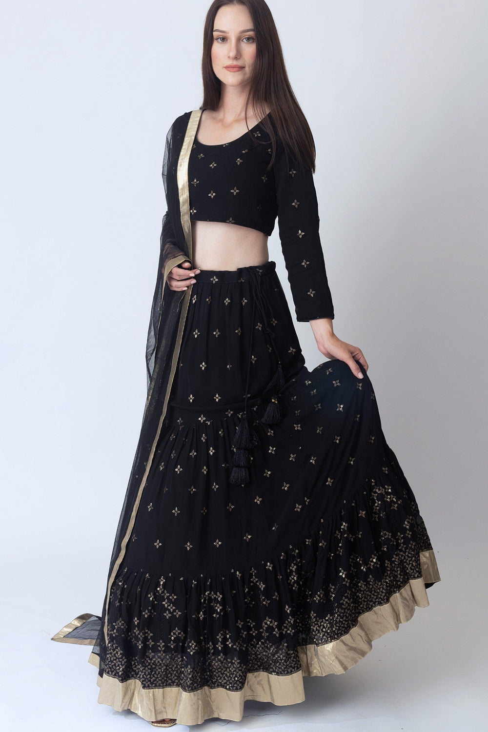 Black Lehenga Choli Set-[comfort-first-design]-[lightweight]-Raas
