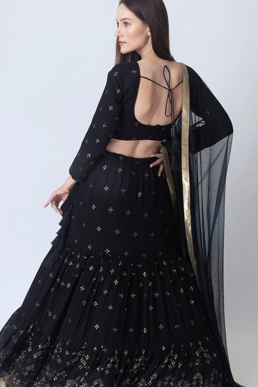 Black Lehenga Choli Set-[comfort-first-design]-[lightweight]-Raas