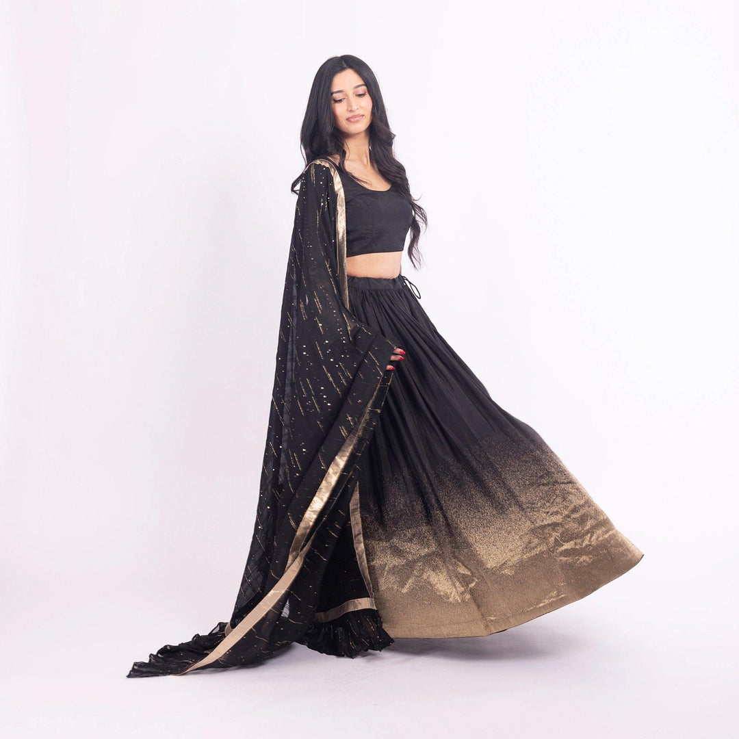 Black Lehenga Choli Set-Raas USA