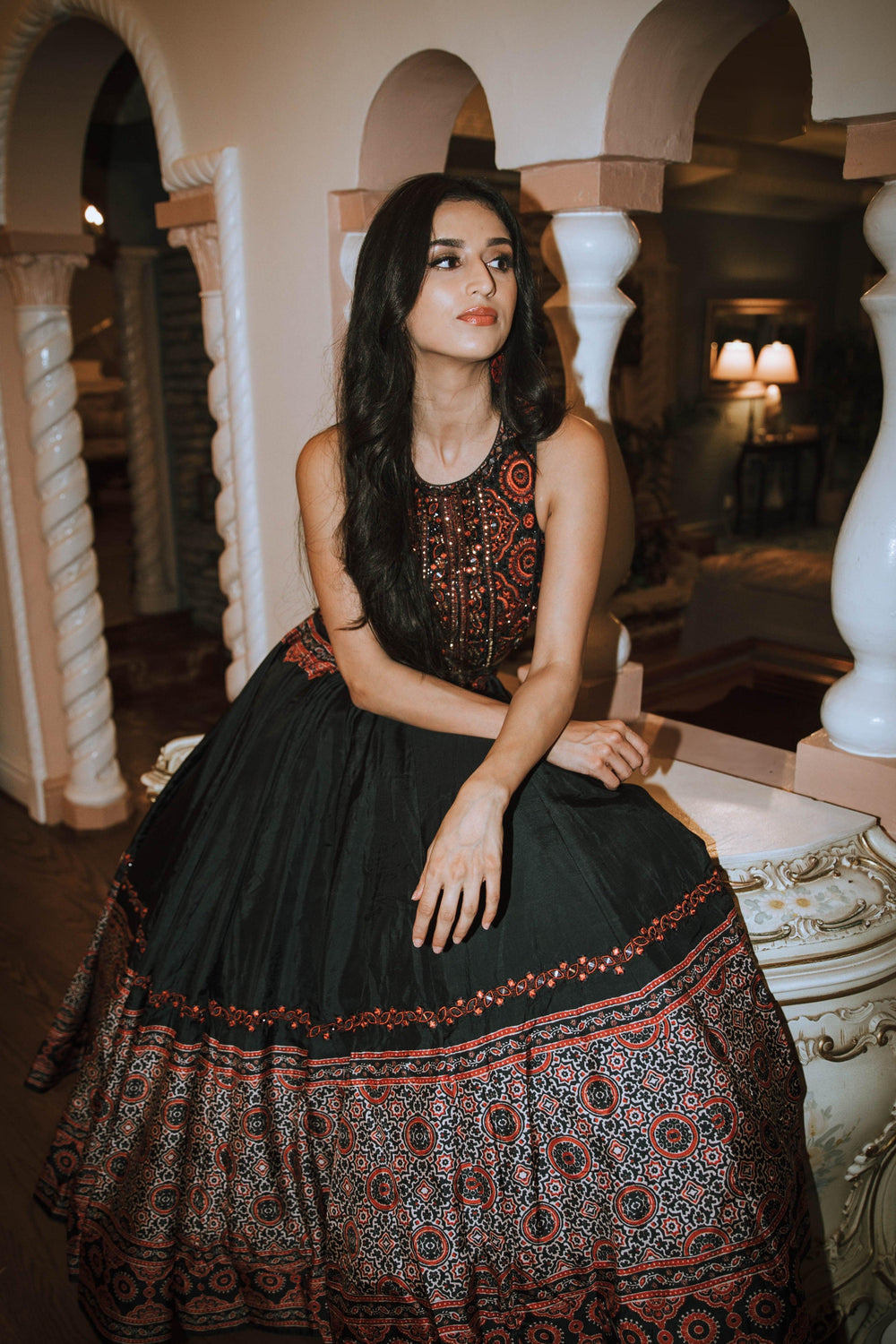 Black Lehenga with Hand Embroidered Blouse Chaniya choli RAAS