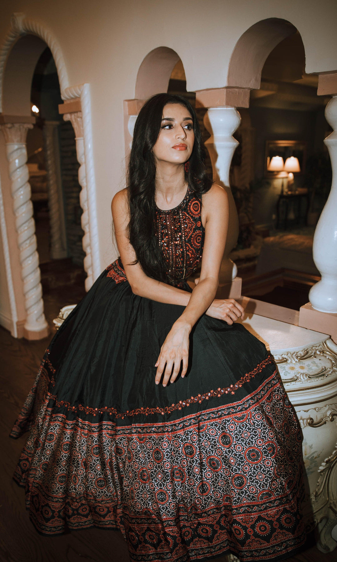 Black Lehenga with Hand Embroidered Blouse-Raas USA
