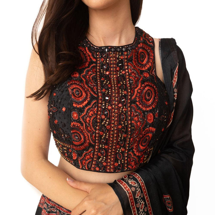 Black Lehenga with Hand Embroidered Blouse-Raas USA