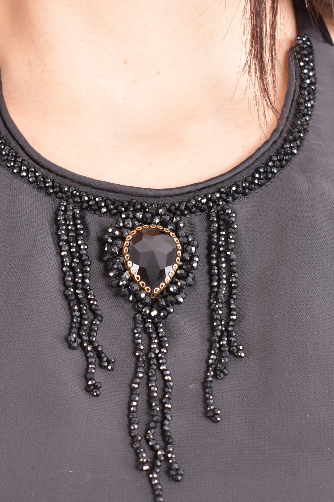 Black Modal Silk V-Neck Lehenga Choli-[comfort-first-design]-[lightweight]-Raas