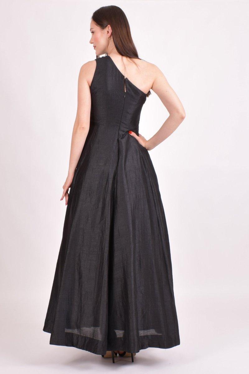 Black One Shoulder Embroidered Saree Gown ANARKALI & GOWN RAAS