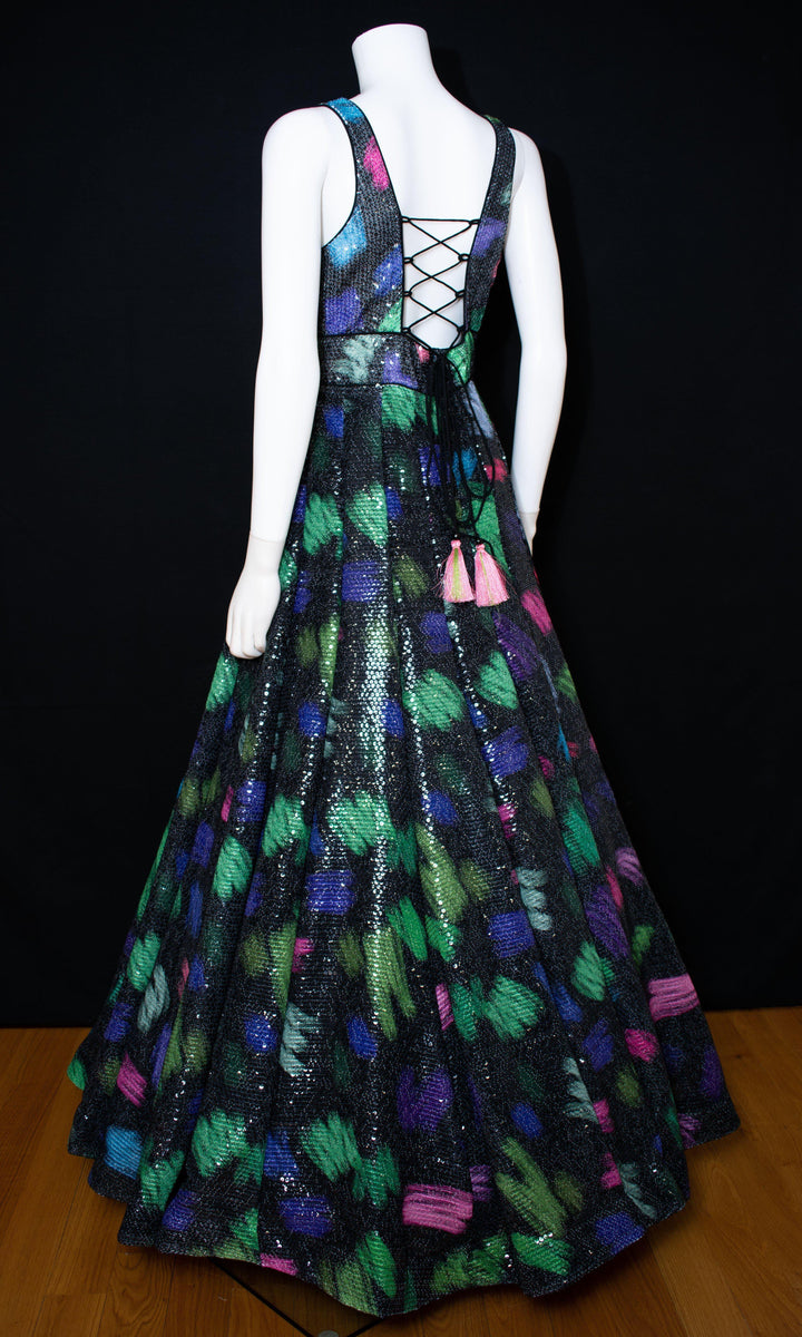 Black Plunge Neckline Gown ANARKALI & GOWN RAAS