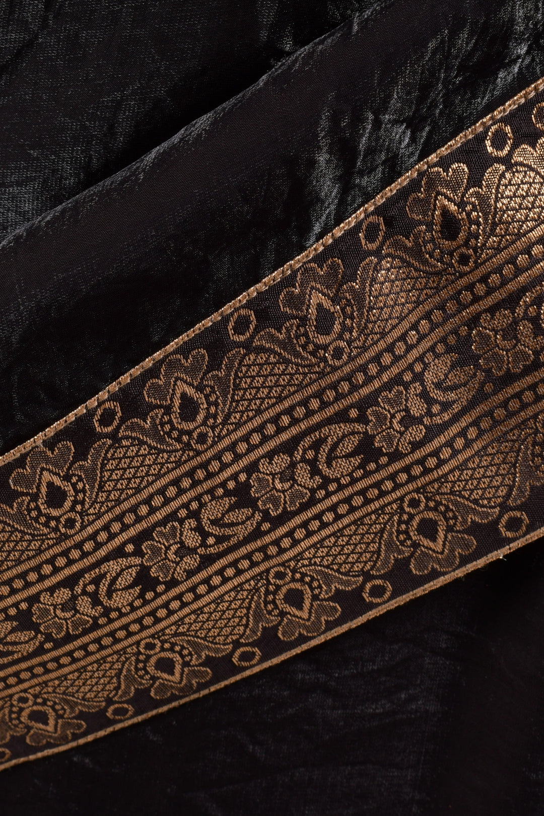 Black Ruffle Saree - Pre-Stitched Ready to Wear Saree with Jacquard Border-[ruffle_ready_to_wear_saree]-Raas