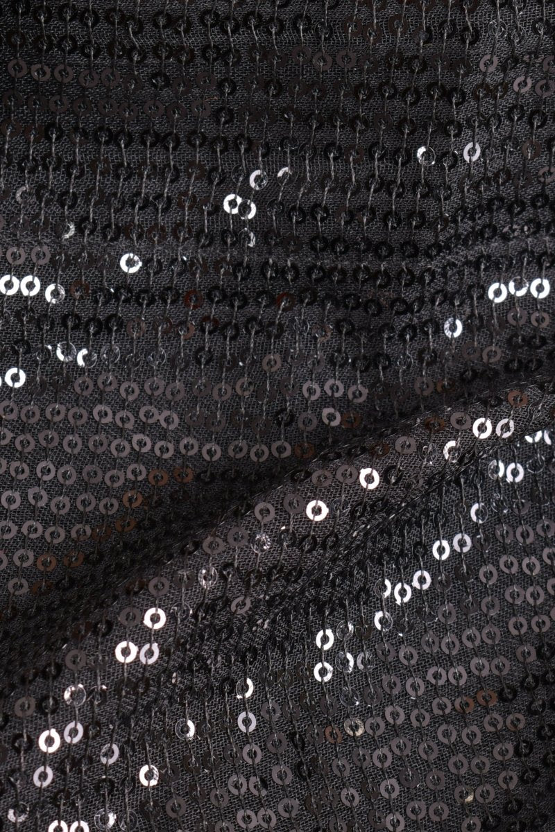 Black Sequins Pre-Draped Saree and V Neck Sequins Blouse-[pre_stitched_saree]-Raas