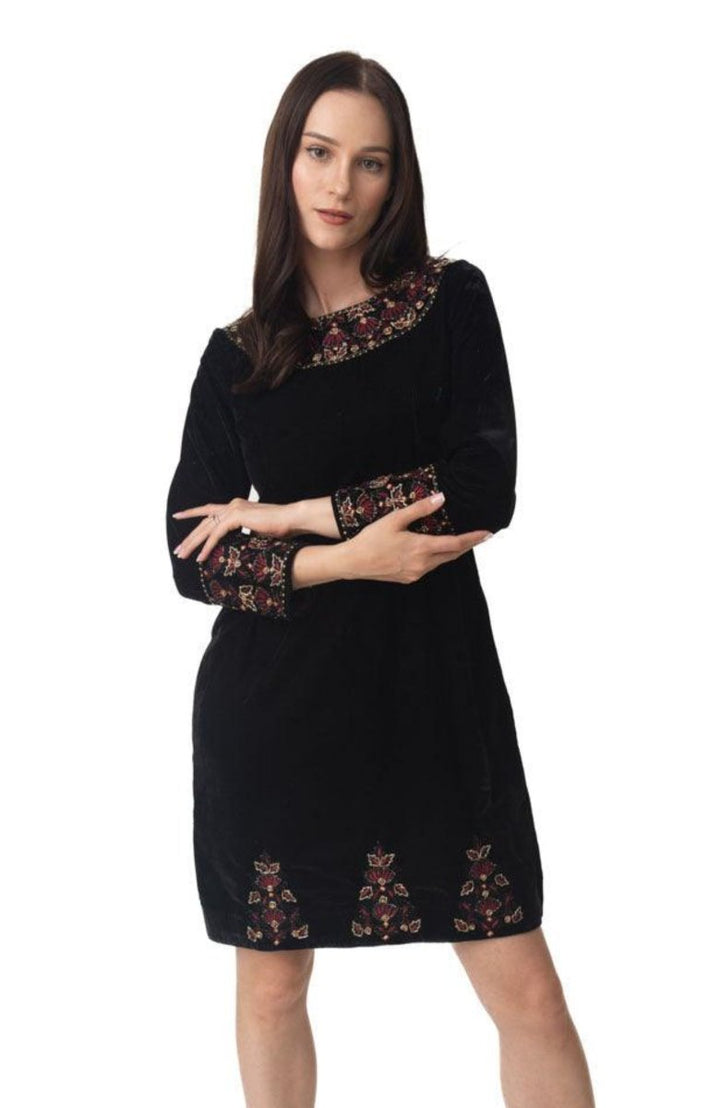 Black Velvet Dress with Hand Embroidery dresses RAAS