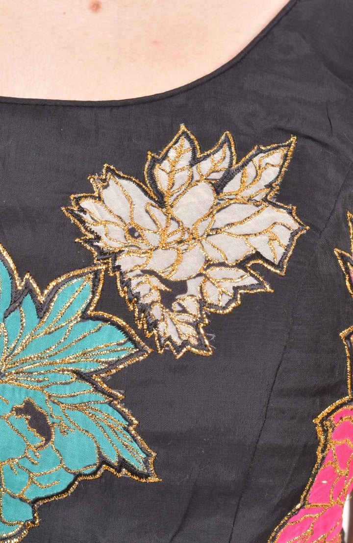 Black Zari Embroidered Floral Lehenga Choli with Dupatta-[mehendi outfit]-Raas