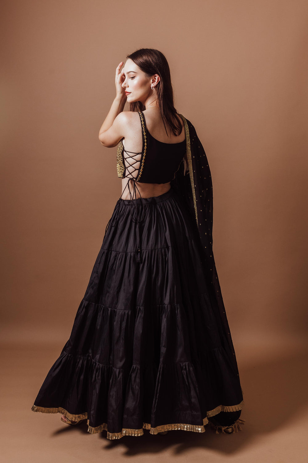 Black and Gold Lehenga Set-[comfort-first-design]-[lightweight]-Raas