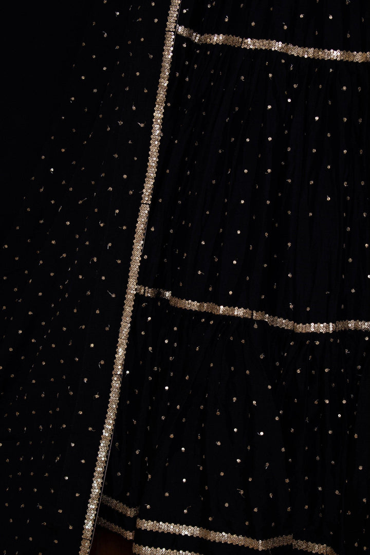 Black and Gold One Shoulder Lehenga choli set-Raas USA