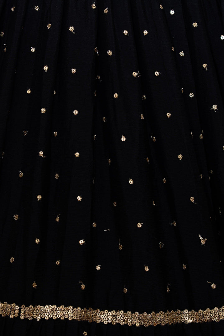 Black and Gold One Shoulder Lehenga choli set-Raas USA