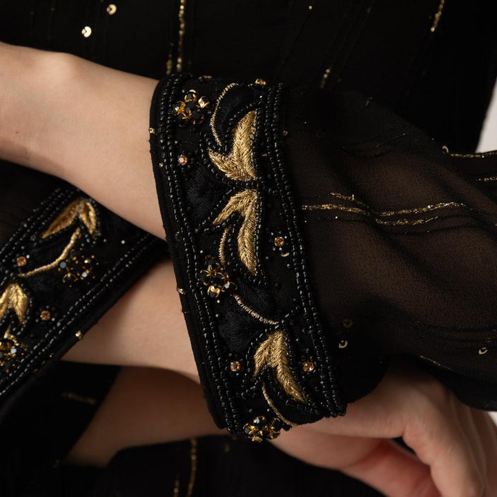 Black and Gold Palazzo Suit Long Sleeve-Raas