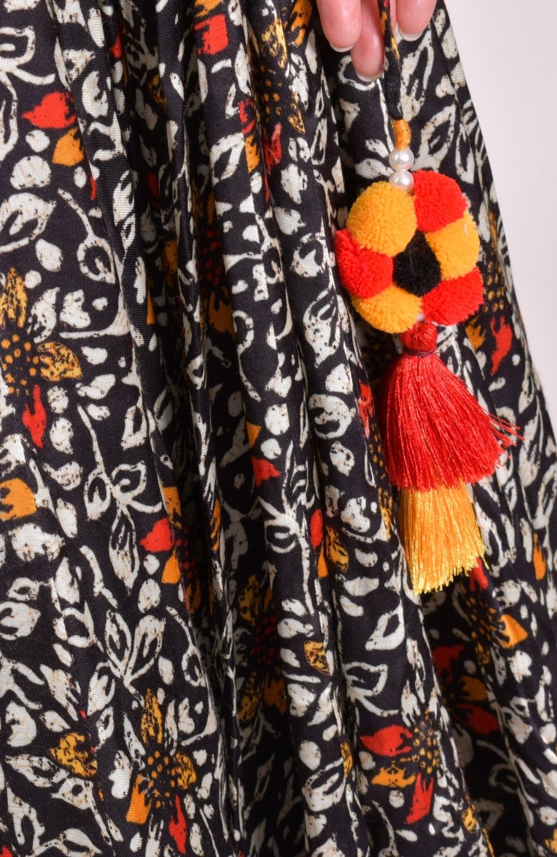 Black Kalamkari Print Chaniya Choli With Dupatta