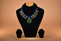 Blue & Gold Beaded Necklace Set FASHION JEWELRY RAAS