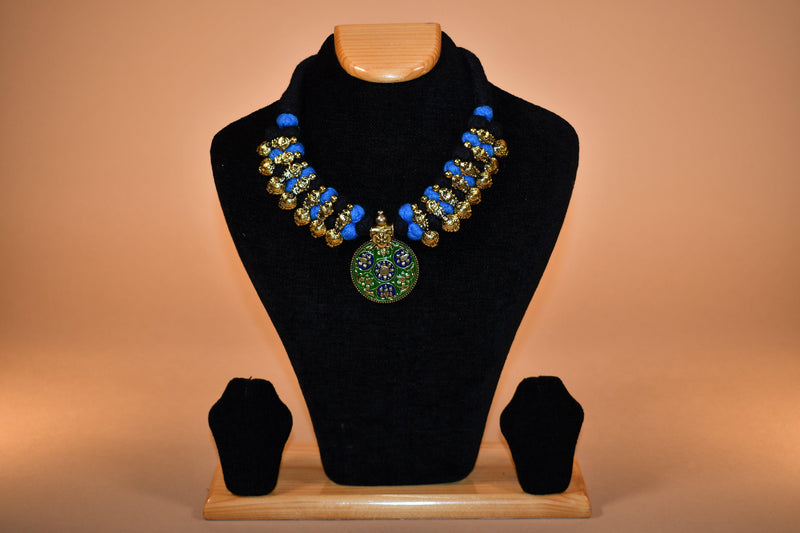 Blue & Gold Beaded Necklace Set FASHION JEWELRY RAAS
