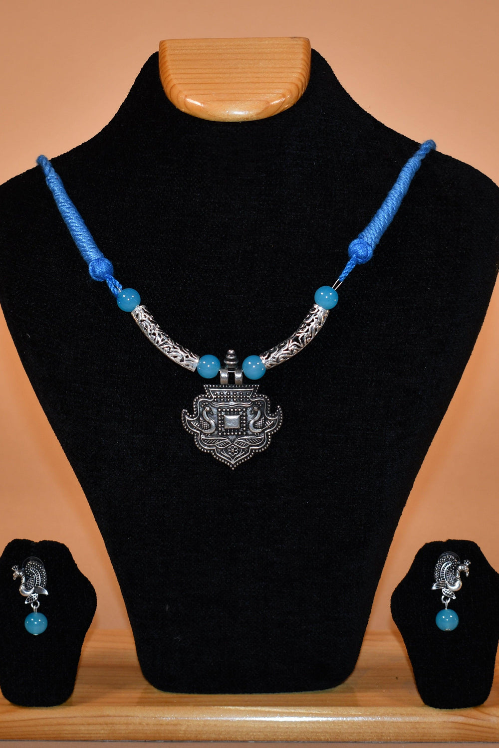 Blue Necklace with Peacock Earrings FASHION JEWELRY RAAS