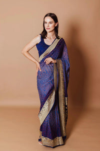 Blue Pure Bandhej Georgette Saree SAREES RAAS