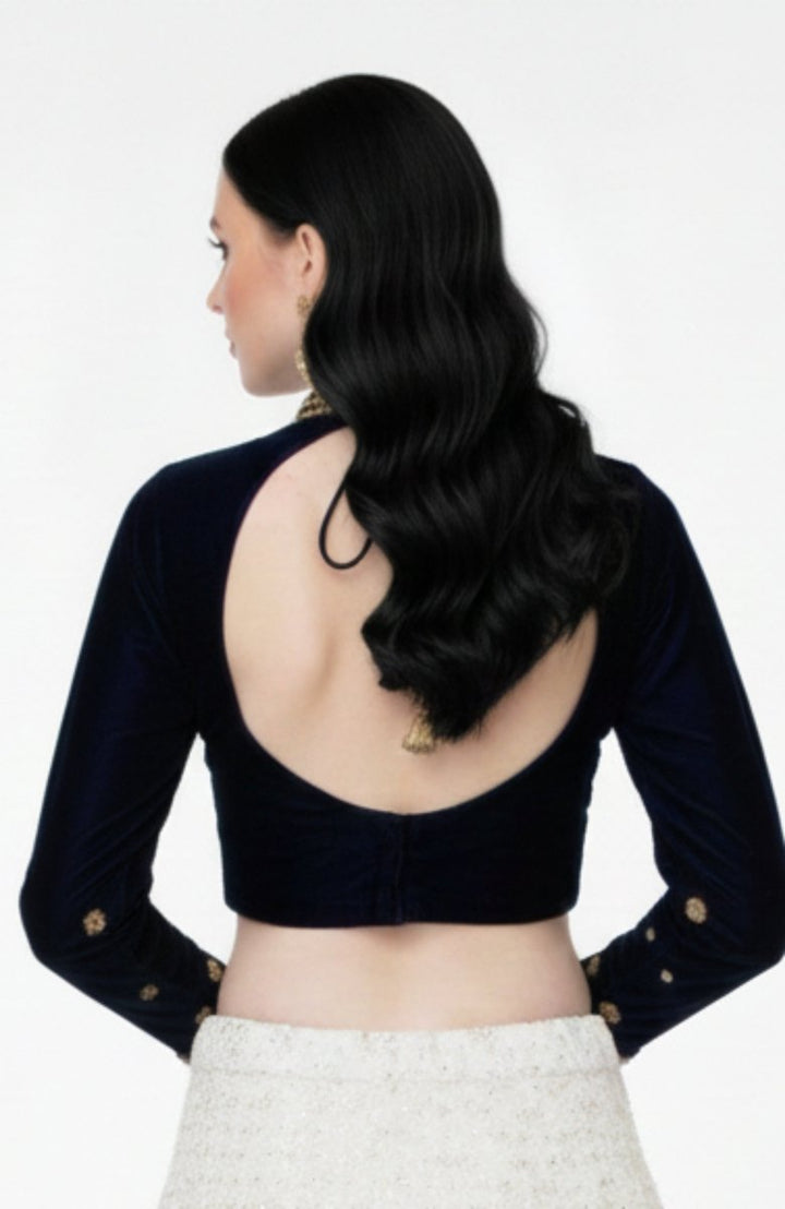 Blue Shaded Lehenga with Heavily Embroidered Blouse-Raas USA