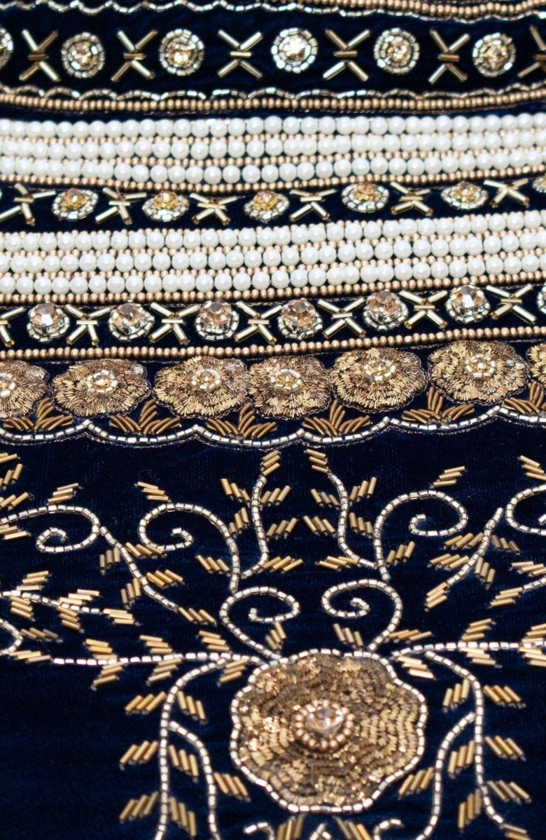 Blue Shaded Lehenga with Heavily Embroidered Blouse-Raas USA