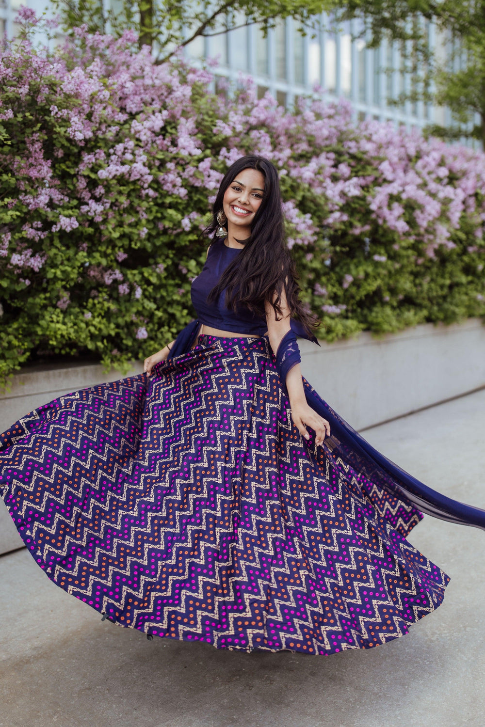 Blue Silk Jacquard Lehenga Choli Set-[mehendi outfit]-Raas