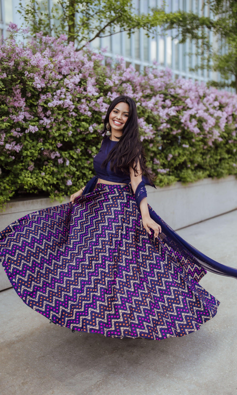 Blue Silk Jacquard Lehenga Choli Set-[mehendi outfit]-Raas