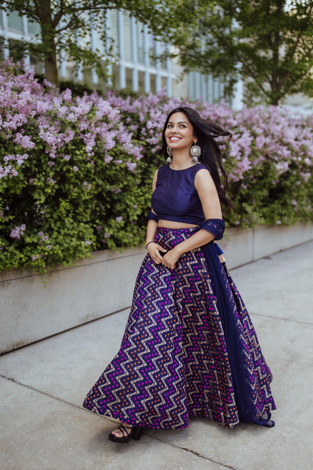 Blue Silk Jacquard Lehenga Choli Set-[mehendi outfit]-Raas