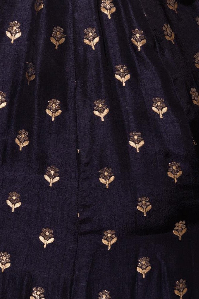 Blue and Gold Gown with Banarasi Border-Raas USA