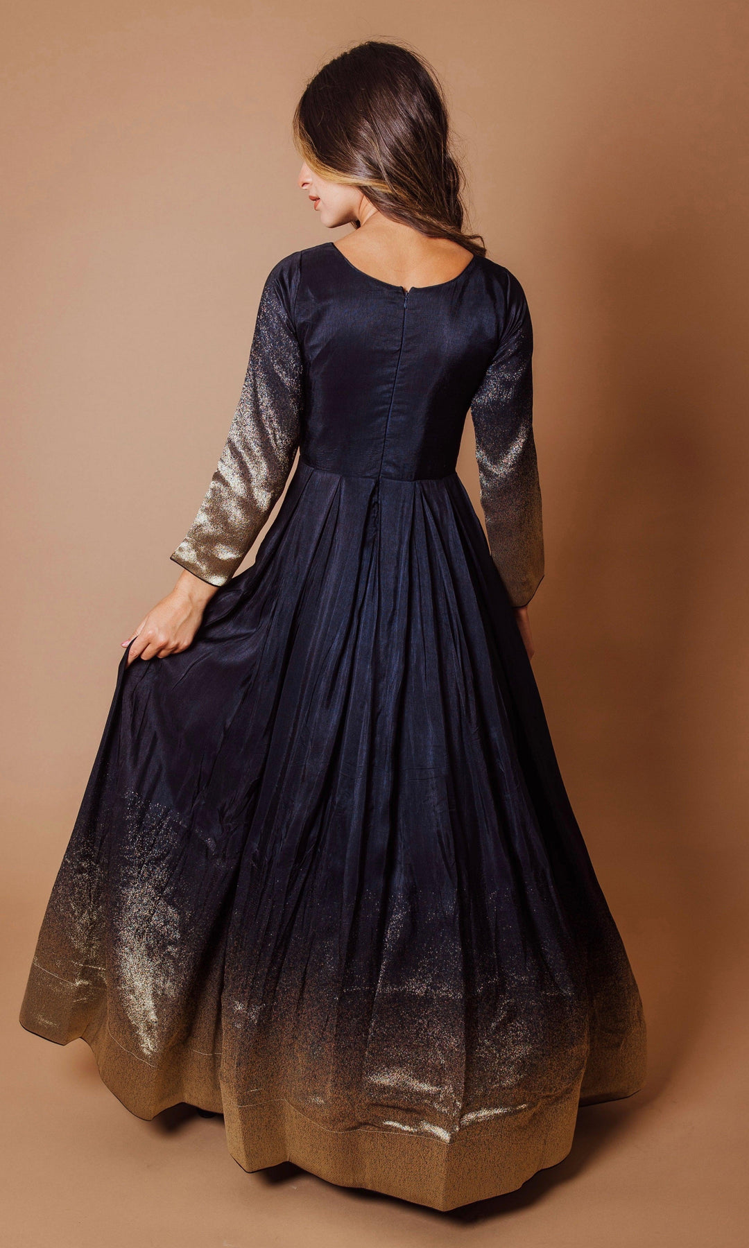 Blue and Gold Long Sleeve Dress-Raas USA