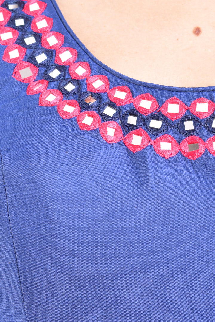 Blue and Yellow Soft Silk Lehenga Choli Set with Shaded Dupatta-Raas USA