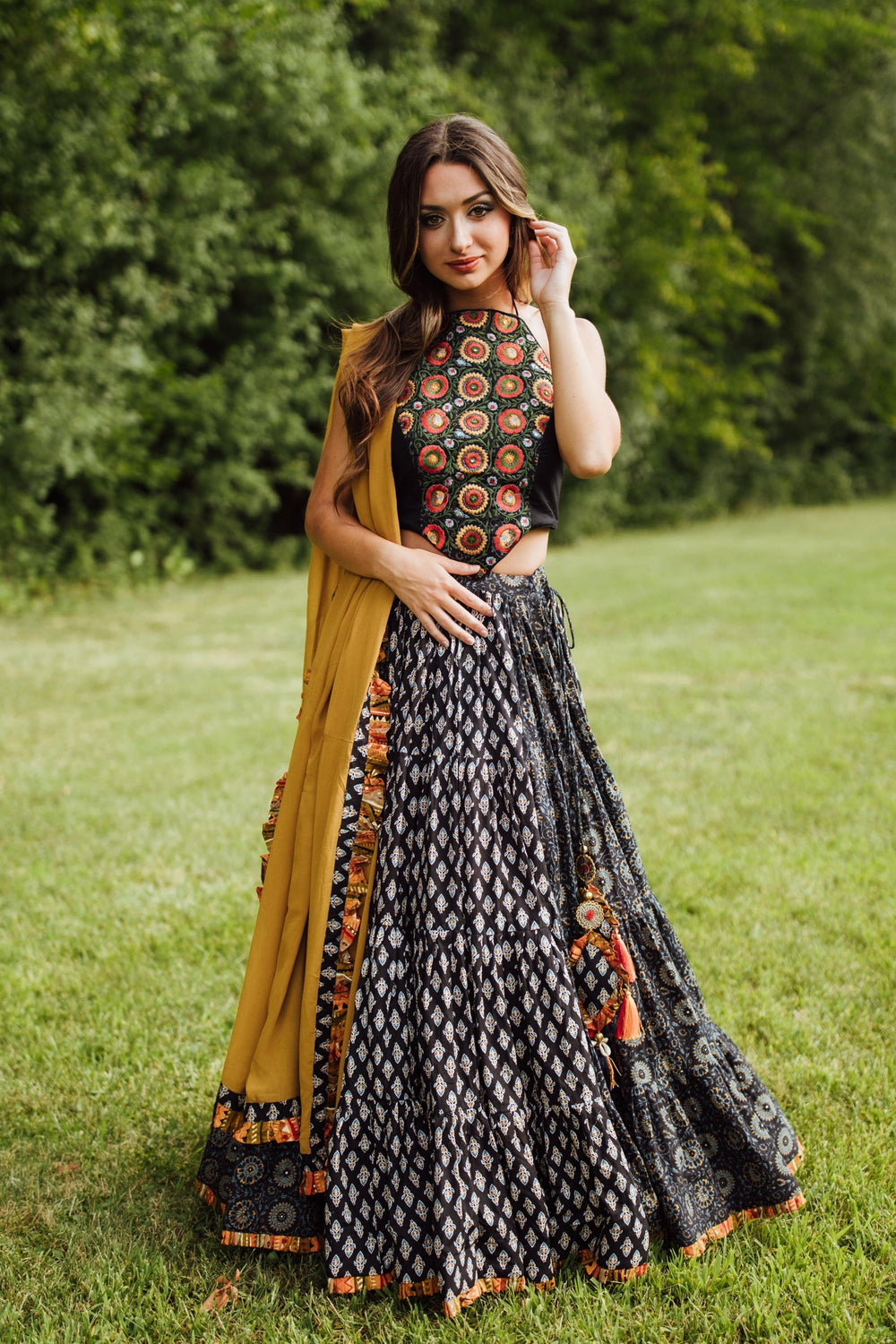 Blue Full Flare Chaniya Choli With Embroidery Blouse