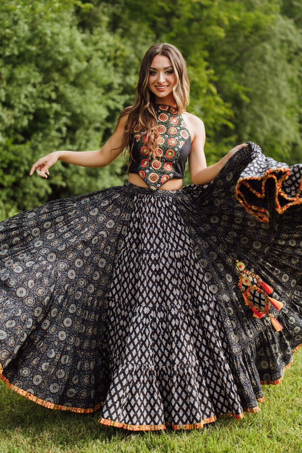 Blue Full Flare Chaniya Choli With Embroidery Blouse
