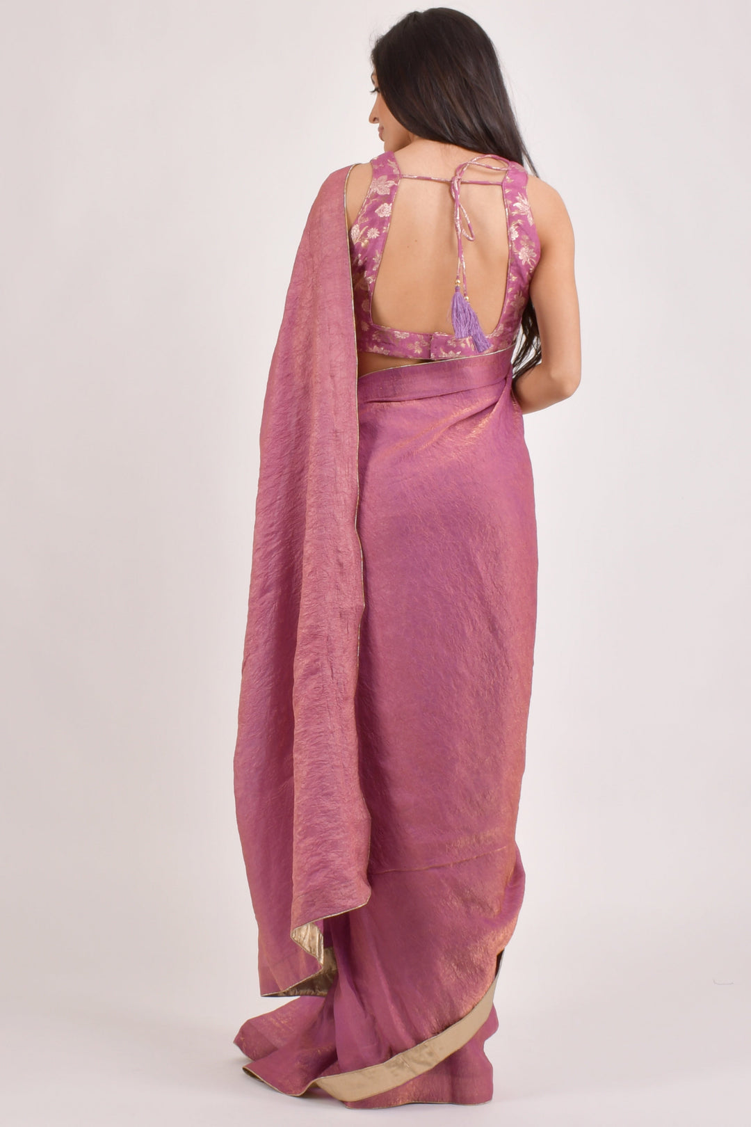 Blush Pink Pre-Draped Saree - Ready to Wear Saree-[pre_stitched_saree]-Raas