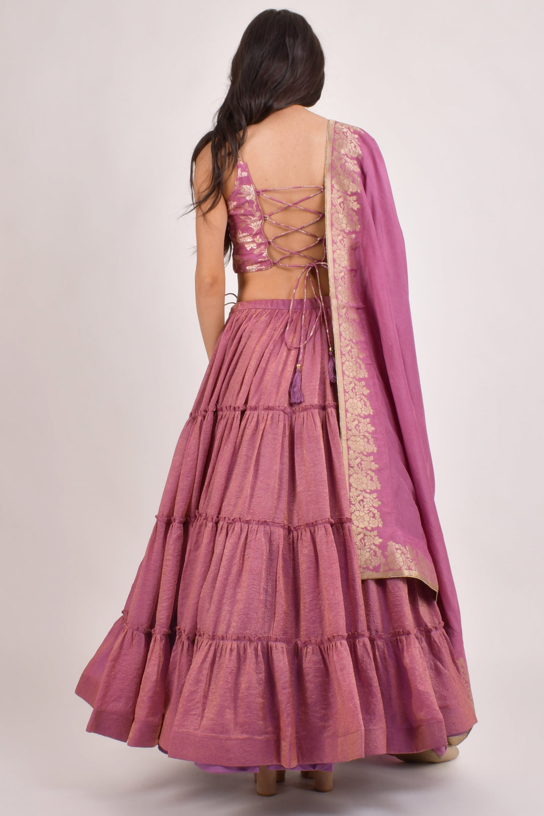 Blush Pink Shimmer Lehenga Choli-[mehendi outfit]-Raas