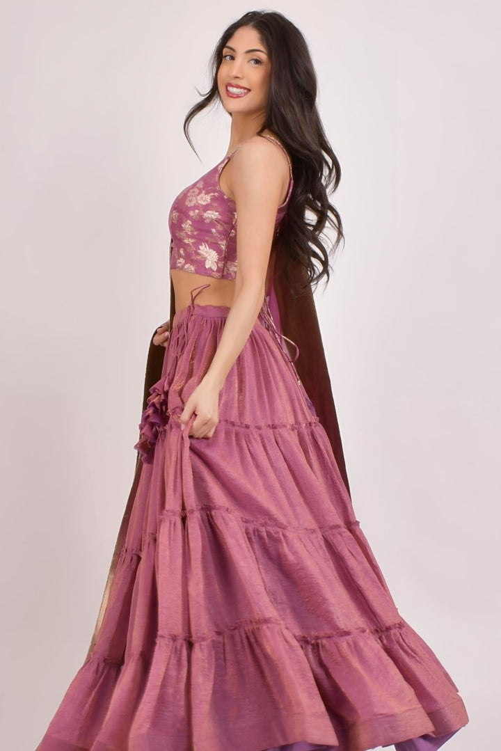Blush Pink Shimmer Lehenga Choli-[mehendi outfit]-Raas