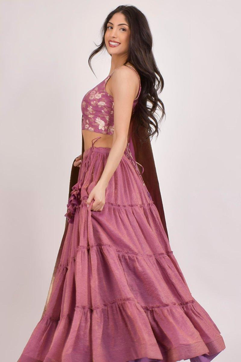 Blush Pink Shimmer Lehenga Choli-[mehendi outfit]-Raas