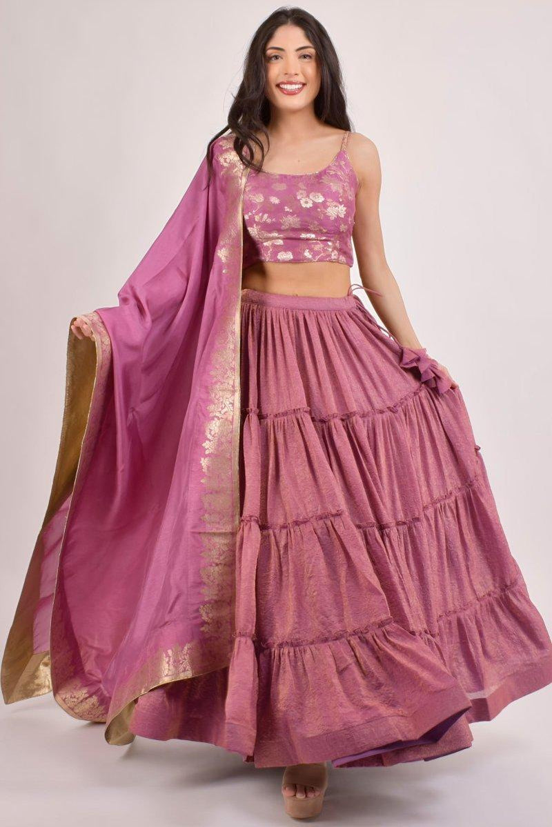 Blush Pink Shimmer Lehenga Choli-[mehendi outfit]-Raas