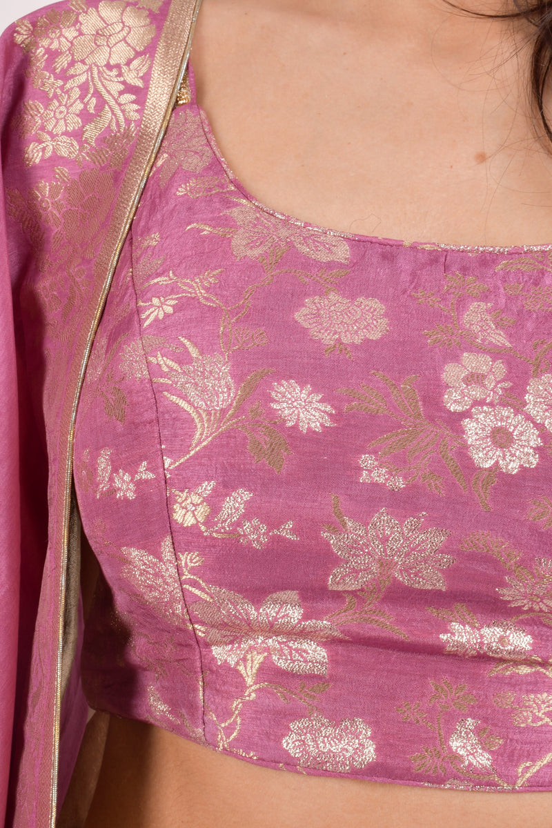 Blush Pink Shimmer Lehenga Choli-[mehendi outfit]-Raas
