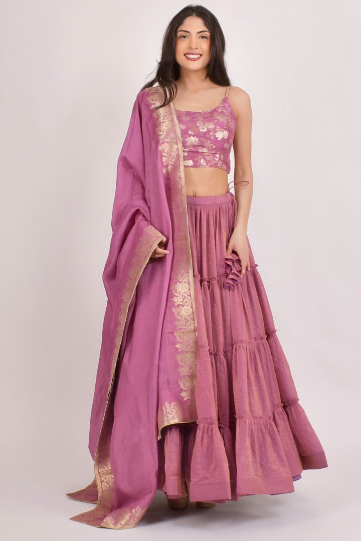 Blush Pink Shimmer Lehenga Choli-[mehendi outfit]-Raas