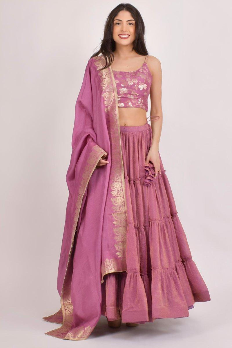 Blush Pink Shimmer Lehenga Choli-[mehendi outfit]-Raas
