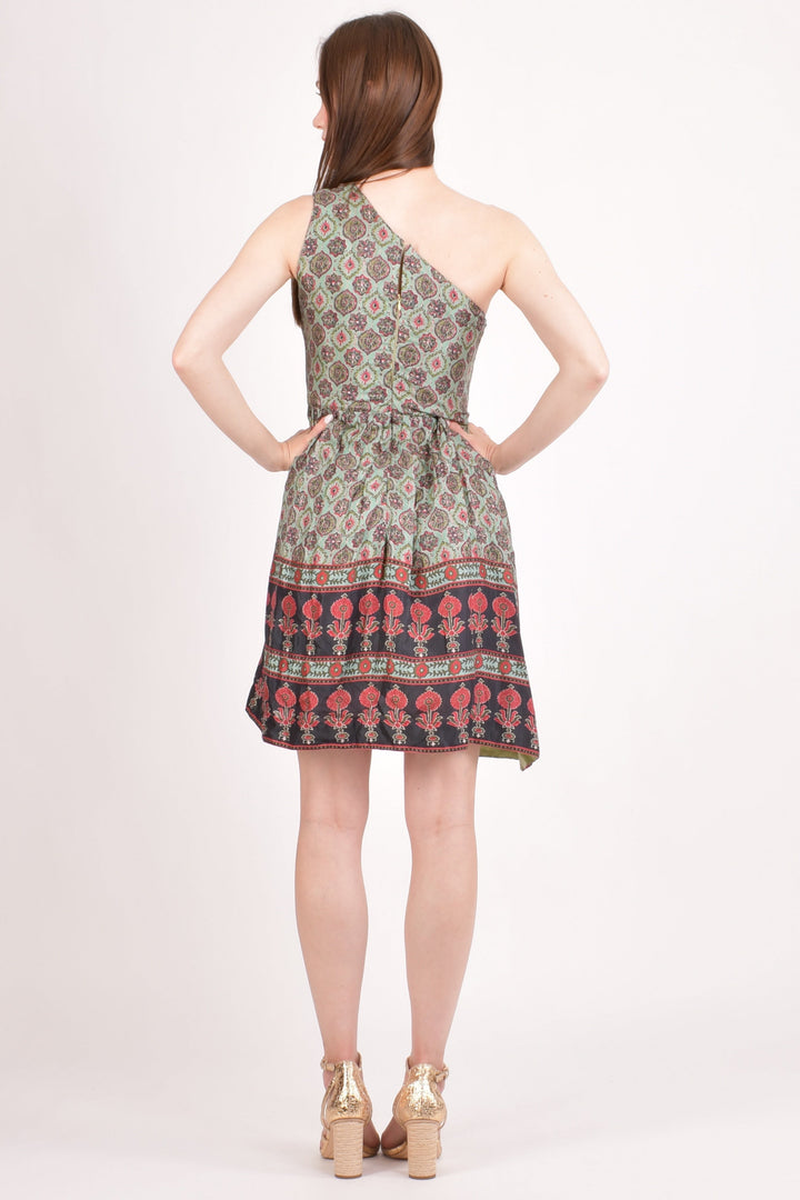 Boho One Shoulder Mini Dress-Raas USA