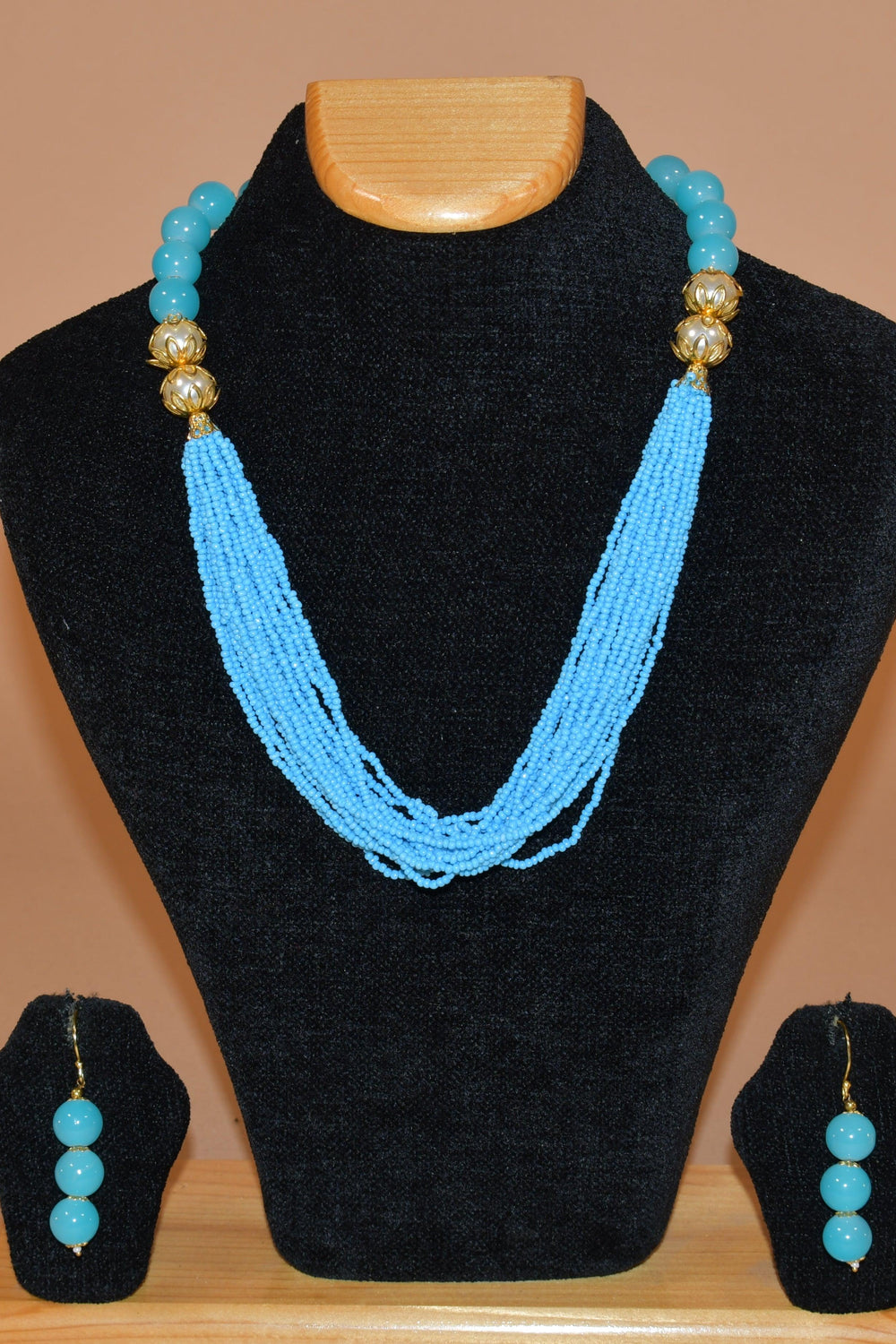 Bold Beaded Blue Necklace Set FASHION JEWELRY RAAS