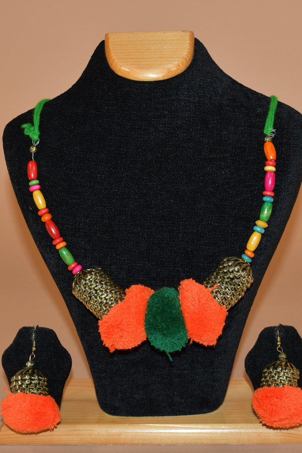 Bold Orange & Green Necklace Set FASHION JEWELRY RAAS
