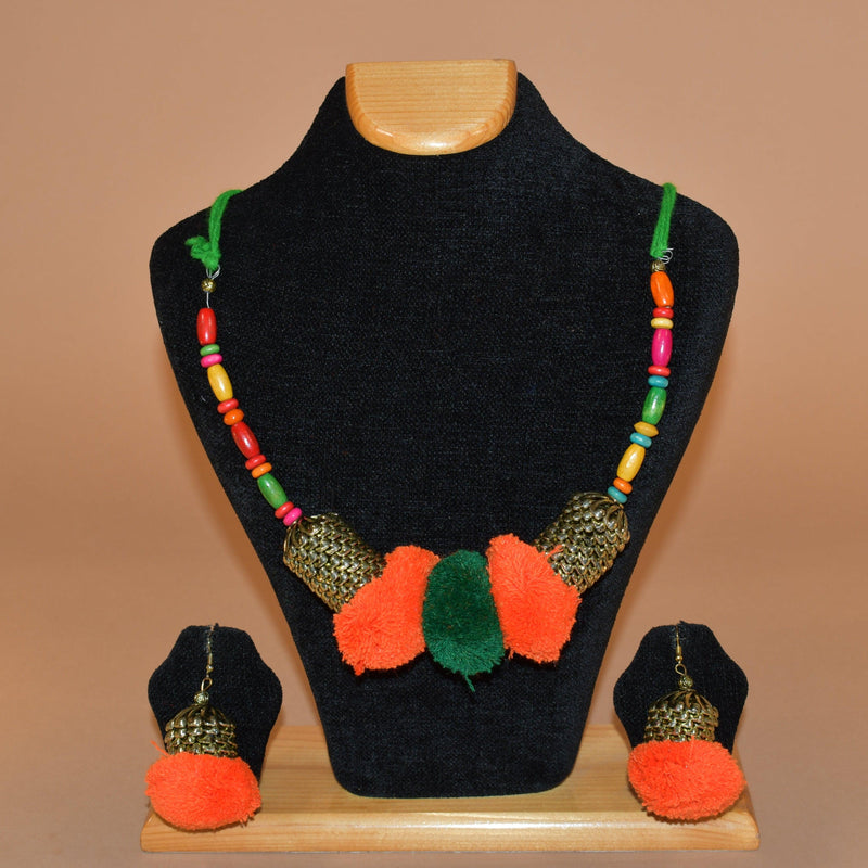 Bold Orange & Green Necklace Set FASHION JEWELRY RAAS