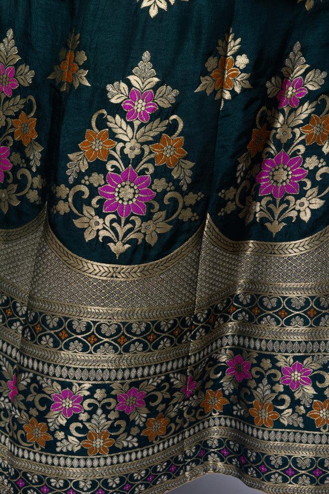 Brenna Green Banarasi Lehenga Choli Set-Raas USA