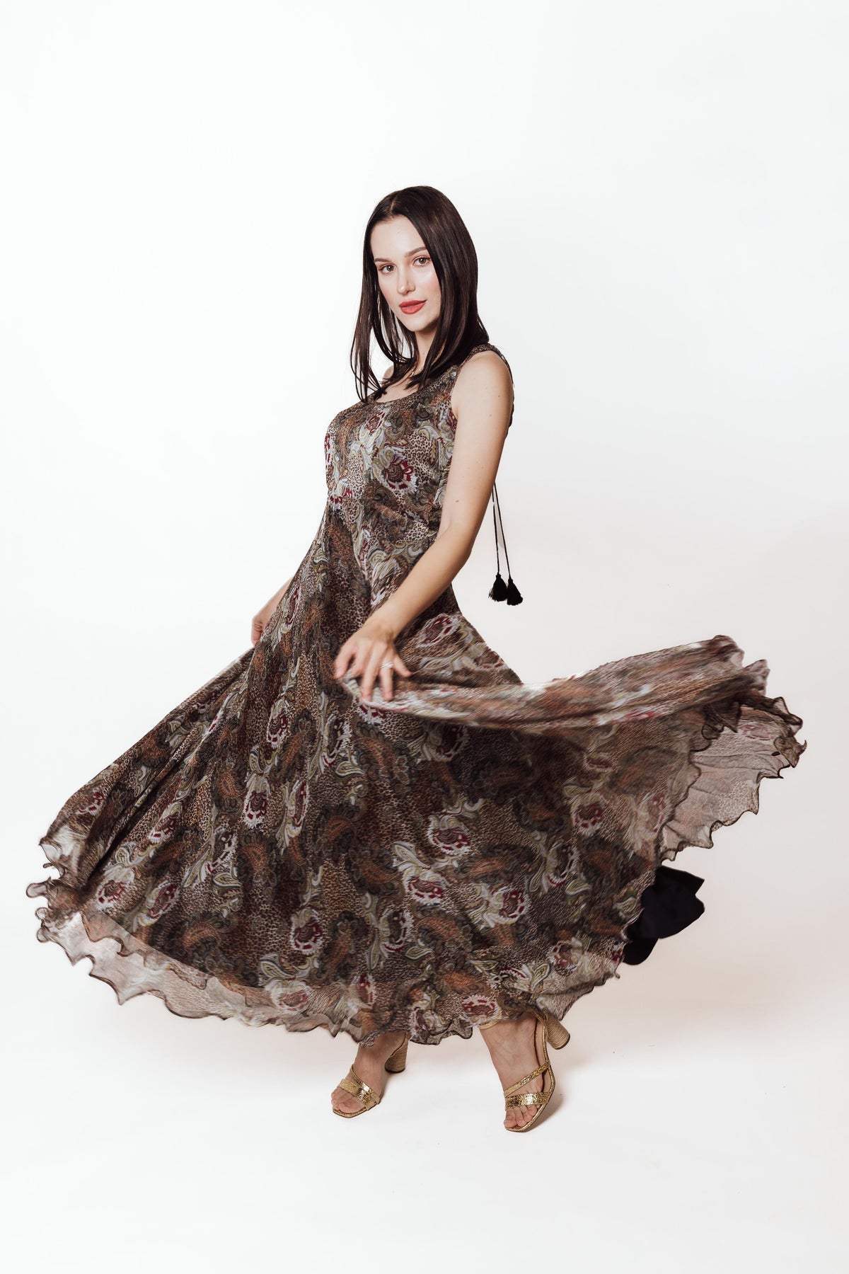 Brown Printed Maxi Dress ANARKALI & GOWN RAAS