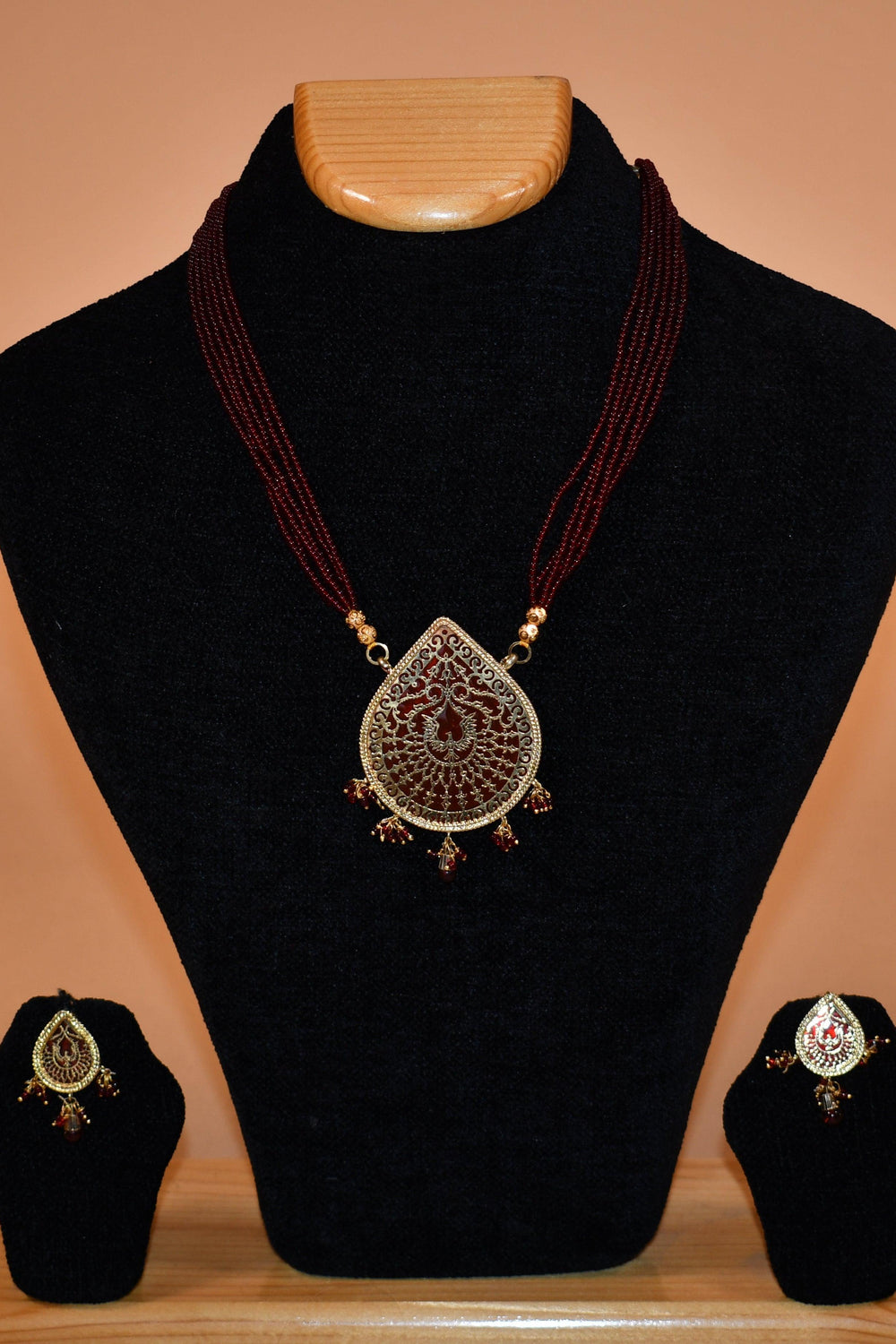 Brown Tear Drop Necklace Set FASHION JEWELRY RAAS